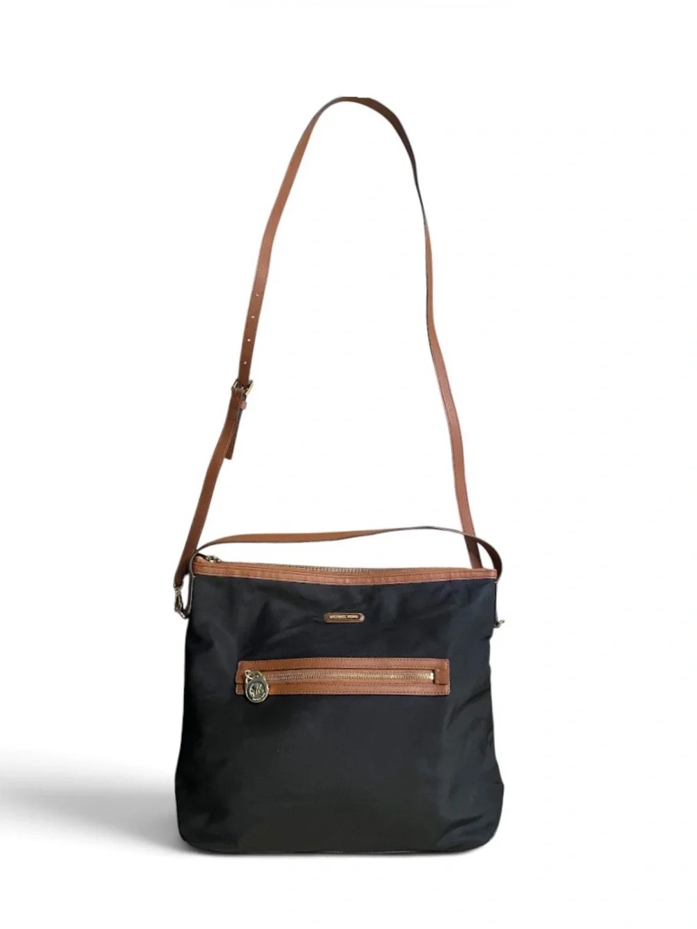 Michael Kors Kempton Black Nylon & Leather Crossbody Handbag